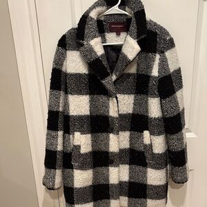 Johnston & Murphy Black and White Plaid Teddy Jacket